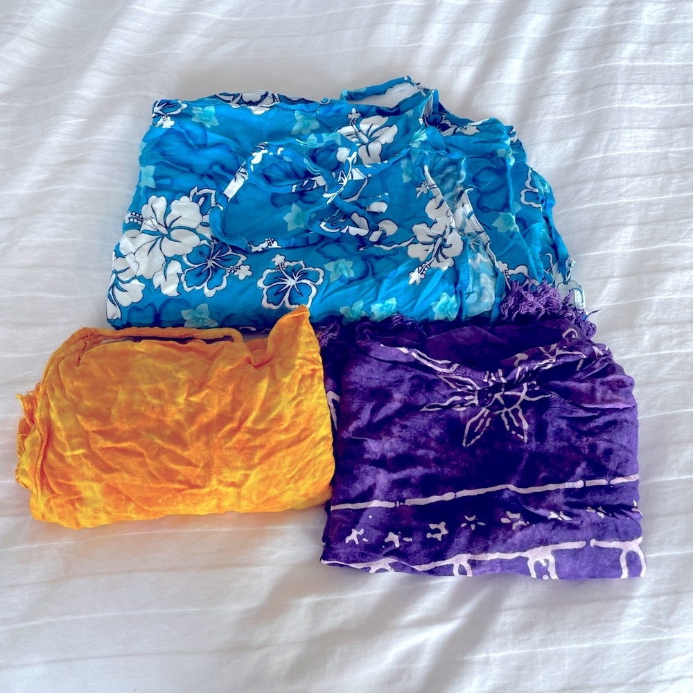 Vibrant Blue, Orange, and Purple Women Swim Sarongs